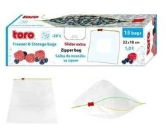 Hermetiškai uždaromi maišeliai TORO 15vnt./22x18cm/1L permatomi