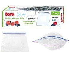 Hermetiškai uždaromi maišeliai TORO 15vnt./22x28cm/2L permatomi