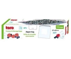 Hermetiškai uždaromi maišeliai TORO 15vnt./27x28cm/3.8L permatomi