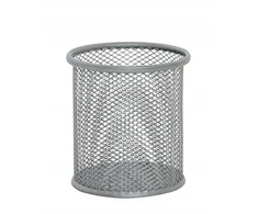 Hexagon Metalinis rašiklių laikiklis, sidabrinis, apvalus, 90x100mm