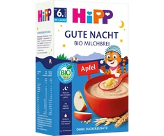 HiPP BIO avižų košė su obuoliais nakčiai Vitaminai nuo 6 mėnesių iki 3 metų