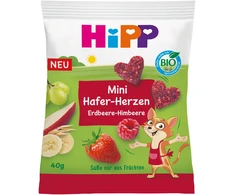 HiPP BIO avižų širdelės braškiniai aviečių sausainiai 40g 12m mini užkandis