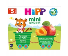 HiPP BIO desertas puodelyje 100% vaisių ABRIKOSŲ OBUOLIAI 4x100g po 5 mėn.