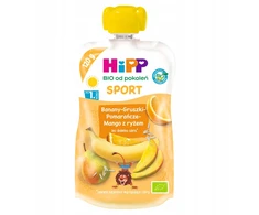 HiPP BIO kartoms SPORT Bananai, kriaušės, apelsinai, mangai su ryžiais 120 g