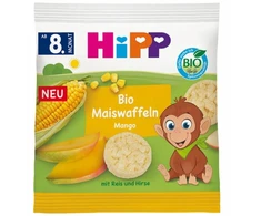 HIPP BIO kukurūzų vafliai, MANGO traškučiai, BE GLITIMO Iš Vokietijos