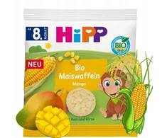 HIPP BIO kukurūzų vafliai, MANGO traškučiai, BE GLITIMO Iš Vokietijos