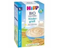 HIPP BIO kvietinė pieno košė su vitaminais be cukraus 450g 6m