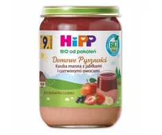 HiPP BIO Manų kruopų košė su obuoliais ir raudonais vaisiais 190g po 9 mėn