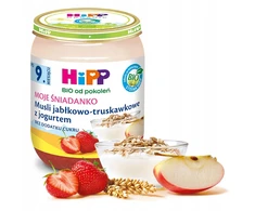 HiPP BIO MUSLI obuolių-braškių pusryčiai su jogurtu 160g po 9 mėn.