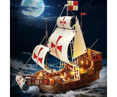 HiWEEGO BLOKŲ PIRATŲ LAIVAS SANTA MARIA PILIS NAMAS KELIAS 2in1 DOVANA 1253vnt.