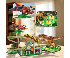 Hogokids DINOZAURŲ BLOKAI ROLLER COAST LENKTYNŲ TRAKAS 1222vnt. DOVANŲ ŽAISLAS VAIKAMS