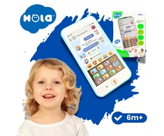 Hola Pirmasis interaktyvus telefonas vaikams, mokomasis išmanusis telefonas, 100 garsų