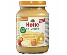 HOLLE BIO EKOLOGIŠKAS VAISIŲ DESERTAS OBUOLIŲ BANANŲ ABRIKOSAS 6m 190g