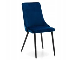Home Design Aksominė kėdė Uno, tamsiai mėlyna, metalinės juodos kojos