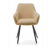 Fotelis Home Design Krėslas su "boucle" audiniu, teddy, buklė, smėlio spalvos