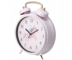 Home Styling Collection BUDZIK DLA DZIECI ROŽINĖ Ø 24 CM Z MOTYWEM ZWIERZĘCYM JEDNOROŻEC