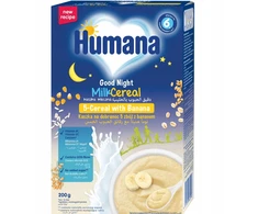 Humana 5 grūdų pieno košė su bananais Miego, 200g
