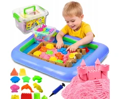 Hurtnet BASEINO SMĖLIŲ DĖŽĖ + KINETINIS SMĖLIS 3KG + 12 FORMŲ RINKINYS XXL DĖŽĖJE