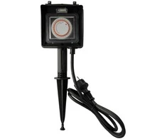 Į žemę įsmeig.2-vietis elektros lizdas su laikmat. DUWI 1.4m IP44