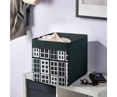 IKEA DRONA pudełko wkład szuflada Kallax, juoda/wzór okna