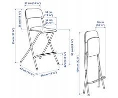 IKEA FRANKLIN Sulankstoma taburetė su atlošu, balta, 63 cm
