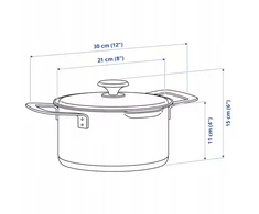 Ikea HEMKOMST Puodas su dangteliu, nerūdijantis plienas/stiklas, 3l