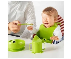 IKEA MATA vaikiškų indų rinkinys, 4 vnt, žalias