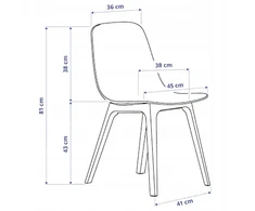 Ikea ODGER kėdė 45 x 51 x 81 cm juoda 1 vnt.