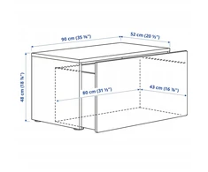 IKEA SMASTAD Ławka su pojemnikiem na zabawki, balta/mėlyna, 90x52x48 cm