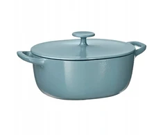 IKEA VARDAGEN Keptuvė su dangčiu Ovalus puodas, pilkai mėlynas ketaus, 5 l