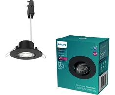 Įleidžiamas LED šviestuvas PHILIPS CILANTRO, 5W 2700K 500lm, dimeriuojamas juodos sp, Ø9cm