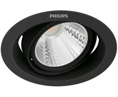 Įleidžiamas LED šviestuvas PHILIPS POMERON SCENE SWITCH, 7W 2700K, 420lm dim, juodas, Ø9cm