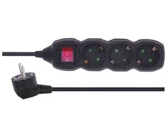 Emos Ilgiklis 3 lizdų 1.5m su įžeminimu, su jungikliu (juodas) 1.5mm²