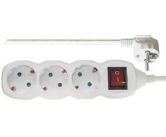 Emos Ilgiklis 3 lizdų 5.0m su įžeminimu, su jungikliu (baltas) 1.5mm²