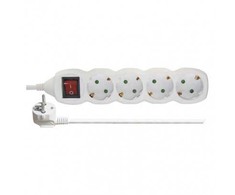 Ilgiklis EMOS, 4 lizdai, 5 m, H05VV-F3G 1,5 mm², su jungtuku, baltos sp.