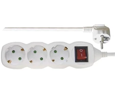 Ilgiklis EMOS, 4 lizdai, 5 m, H05VV-F3G 1,5 mm², su jungtuku, baltos sp.