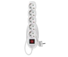 Ilgintuvas su įžeminimu ir jungikliu 5-viet./1.5m/3x1.5mm baltas