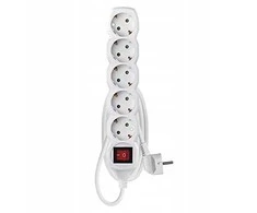 Ilgiklis EMOS, 5 lizdai, 2 × USB, 3 m, jungtukas, baltos sp.
