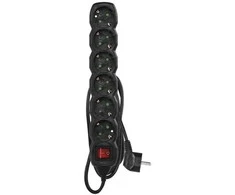 Emos Ilgiklis 6 lizdų 1.5m su įžeminimu, su jungikliu, 3x1.5 mm² juodas