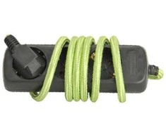 Ilgintuvas medžiagine izoliacija 3-viet./3x1.5mm2/1.4m žalias