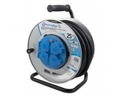 Ilgintuvas metalinėje ritėje su įžeminimu Electraline 4-viet./3x2.5mm/25m guminis/juodas