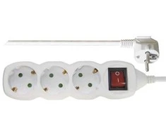 Emos Ilgiklis 3 lizdų 1.5m su įžeminimu, su jungikliu (baltas) 1.5mm²