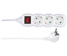 Ilgintuvas su įžeminimu ir jungikliu 3-viet./1.5m/3x1mm baltas