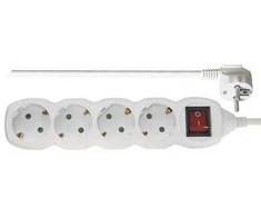 Ilgintuvas su įžeminimu ir jungikliu 4-viet./5m/3x1mm baltas