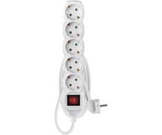 Ilgintuvas su įžeminimu ir jungikliu 5-viet./1.5m/3x1.5mm baltas