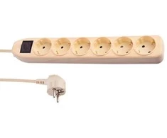 Electraline Ilgintuvas su įžeminimu ir jungikliu 6-viet./3x1mm2 /3m šviesi mediena