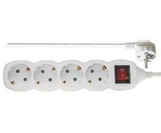 Ilgintuvas su įžeminimu ir jungikliu Ilgintuvas su įžeminimu ir jungikliu 4viet./3x1mm baltas