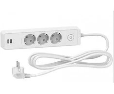 Ilgintuvas su įžeminimu ir USB jungties lizdu Schneider Electric 3viet./3m/3x1.5mm2 baltas
