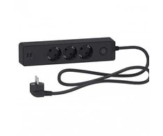SCHNEIDER ELECTRIC UNICA SYSTEM+ EXTENSION CORD - 3M 3X SUKO + 2X USB - Juodas