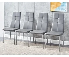 Impor 4x Lori Chair Pilkas Glamour kėdžių rinkinys ekologinės odos kristalai deimantai